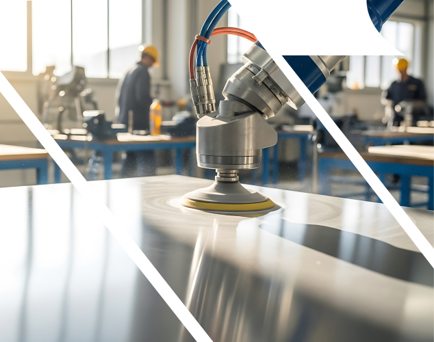 Team members collaborating in a manufacturing environment